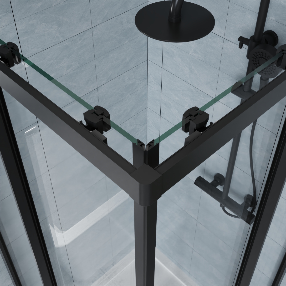 Corner Entry Shower Enclosure Walk in Cubicle Sliding Door 6mm Glass Screen - Picture 20 of 23