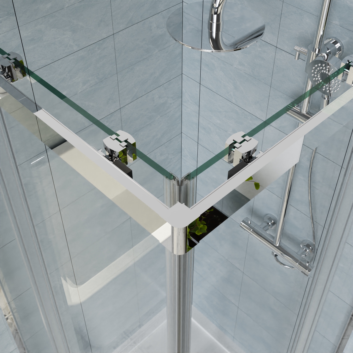 Corner Entry Shower Enclosure Walk in Cubicle Sliding Door 6mm Glass Screen - Picture 13 of 23