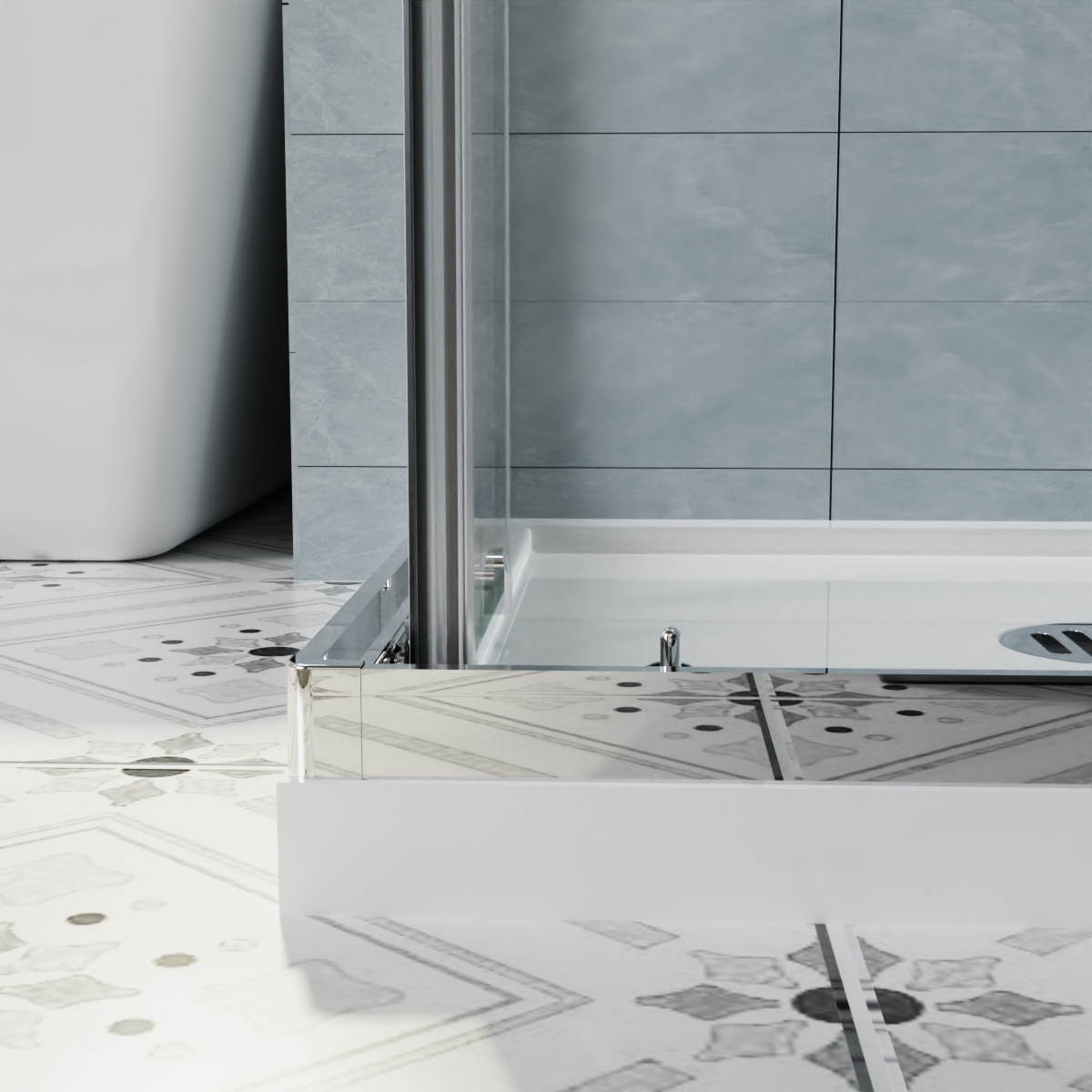 Corner Entry Shower Enclosure Walk in Cubicle Sliding Door 6mm Glass Screen - Picture 16 of 23