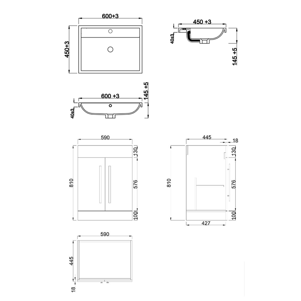 L Shape Black Vanity Unit Bathroom Furniture Suite Basin Sink Toliet ...