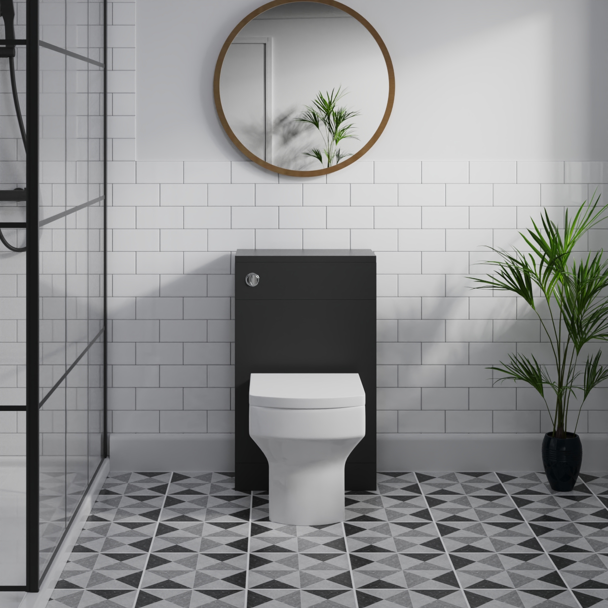 L Shape Black Vanity Unit Bathroom Furniture Suite Basin Sink Toliet ...