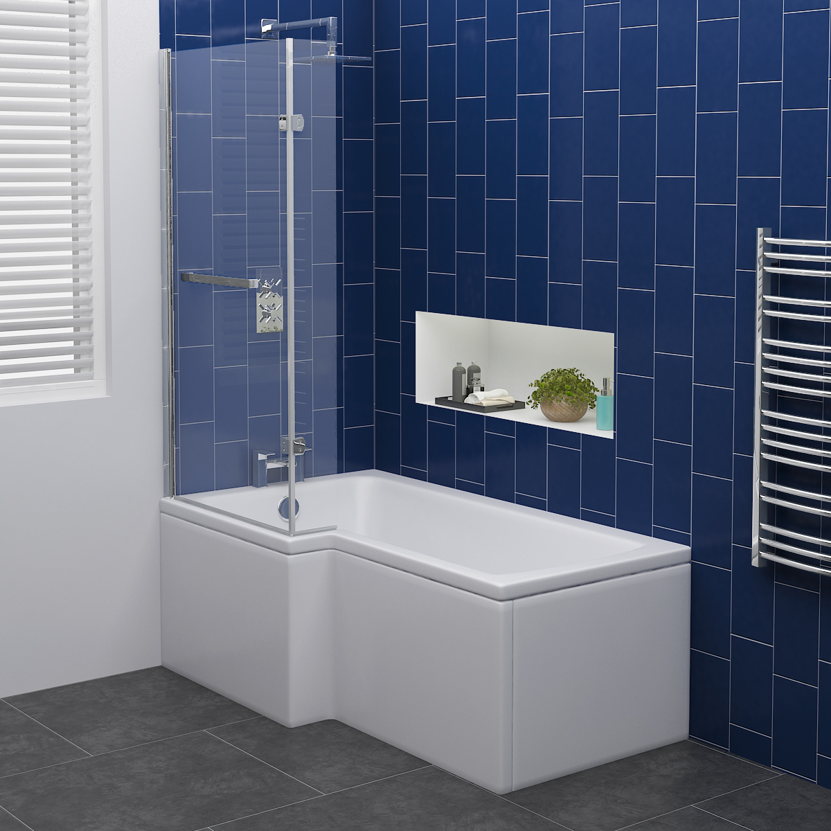 L & P Shape Shower Bath Bathroom Screen Panel 1500 1675 1700 Left Right Hand