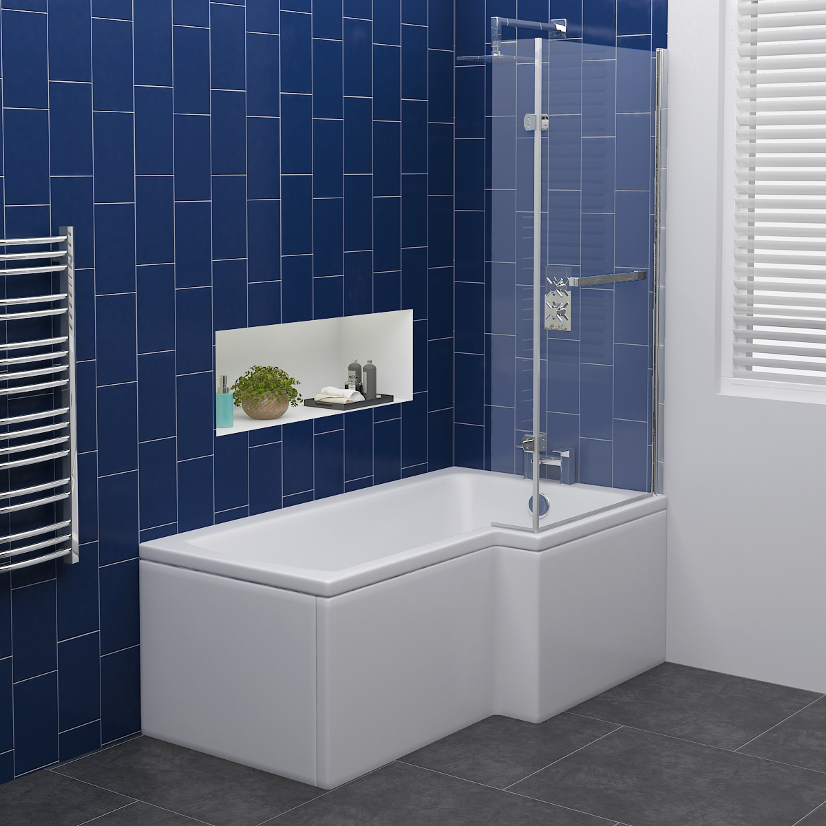 L & P Shape Shower Bath Bathroom Screen Panel 1500 1675 1700 Left Right Hand