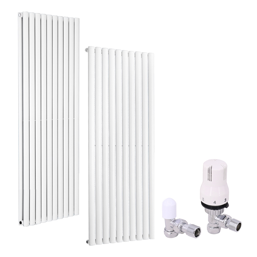 Single Double White Oval Tube Horizontal Vertical Radiator & Thermostatic Valves
