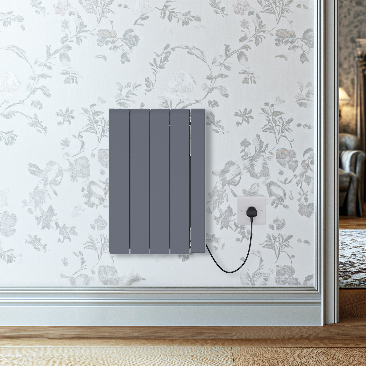 Ceramic Electric Radiator Wall Mounted Portable Heater Smart WIFI Timer Grey