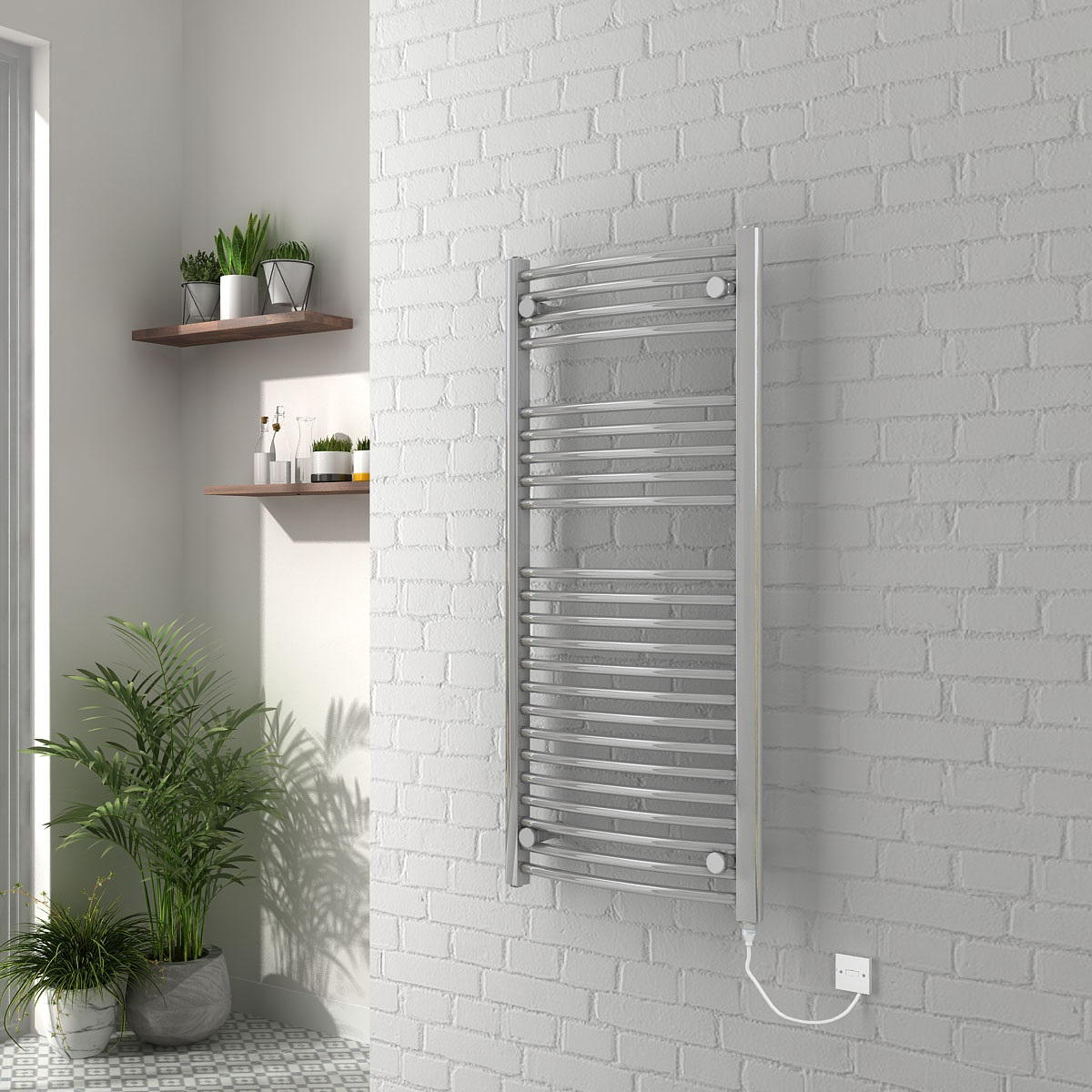 Bathroom Chrome Electric Ladder Heated Towel Rail Warmer Thermostatic Radiator