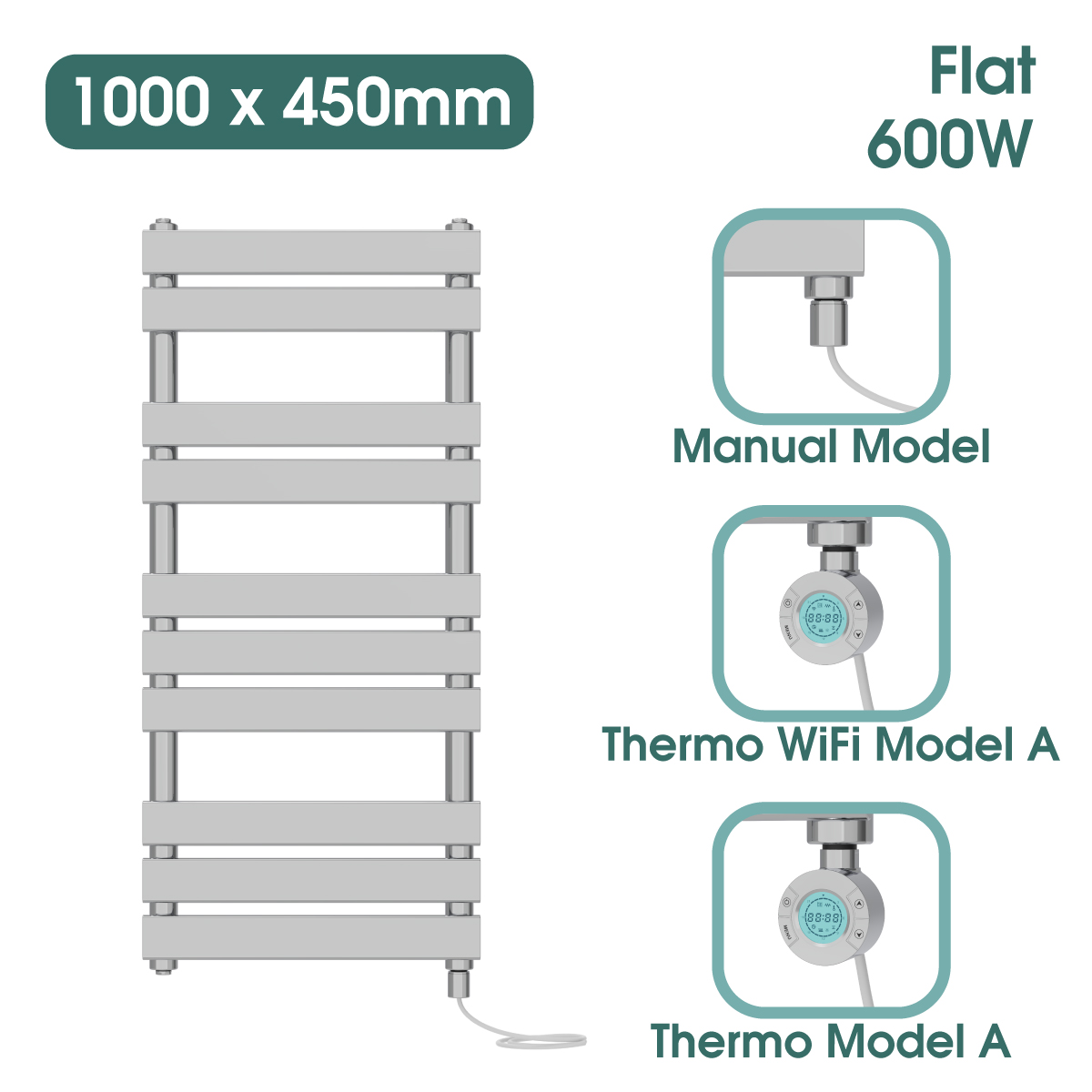 Chrome Prefilled Bathroom Electric Warmer Thermostatic Towel Rail Radiator - Picture 135 of 150
