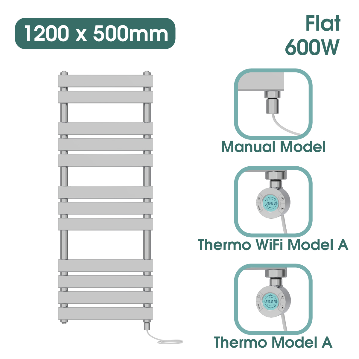 Chrome Prefilled Bathroom Electric Warmer Thermostatic Towel Rail Radiator - Picture 141 of 150