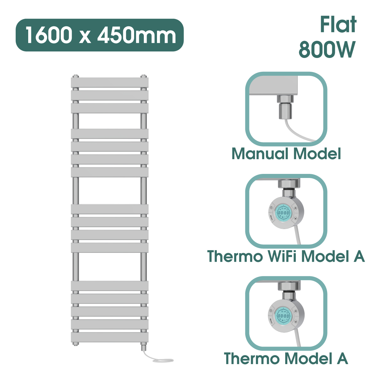 Chrome Prefilled Bathroom Electric Warmer Thermostatic Towel Rail Radiator - Picture 145 of 150