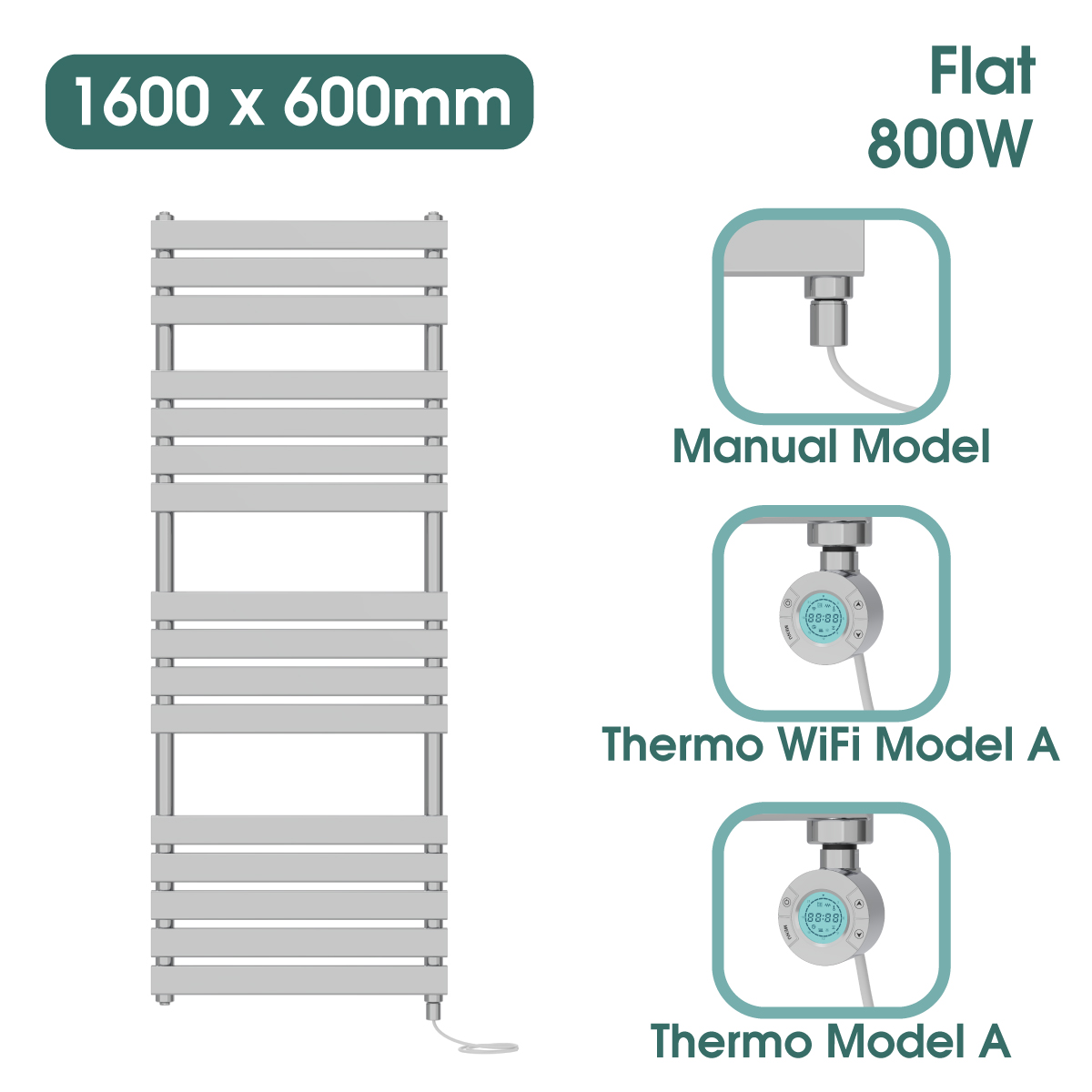 Chrome Prefilled Bathroom Electric Warmer Thermostatic Towel Rail Radiator - Picture 147 of 150
