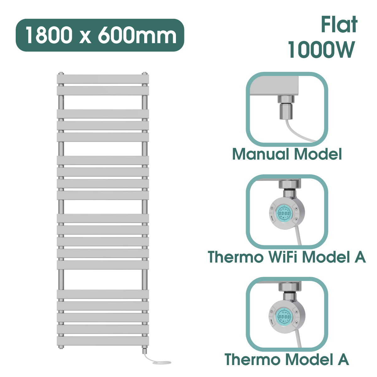Chrome Prefilled Bathroom Electric Warmer Thermostatic Towel Rail Radiator - Picture 149 of 150