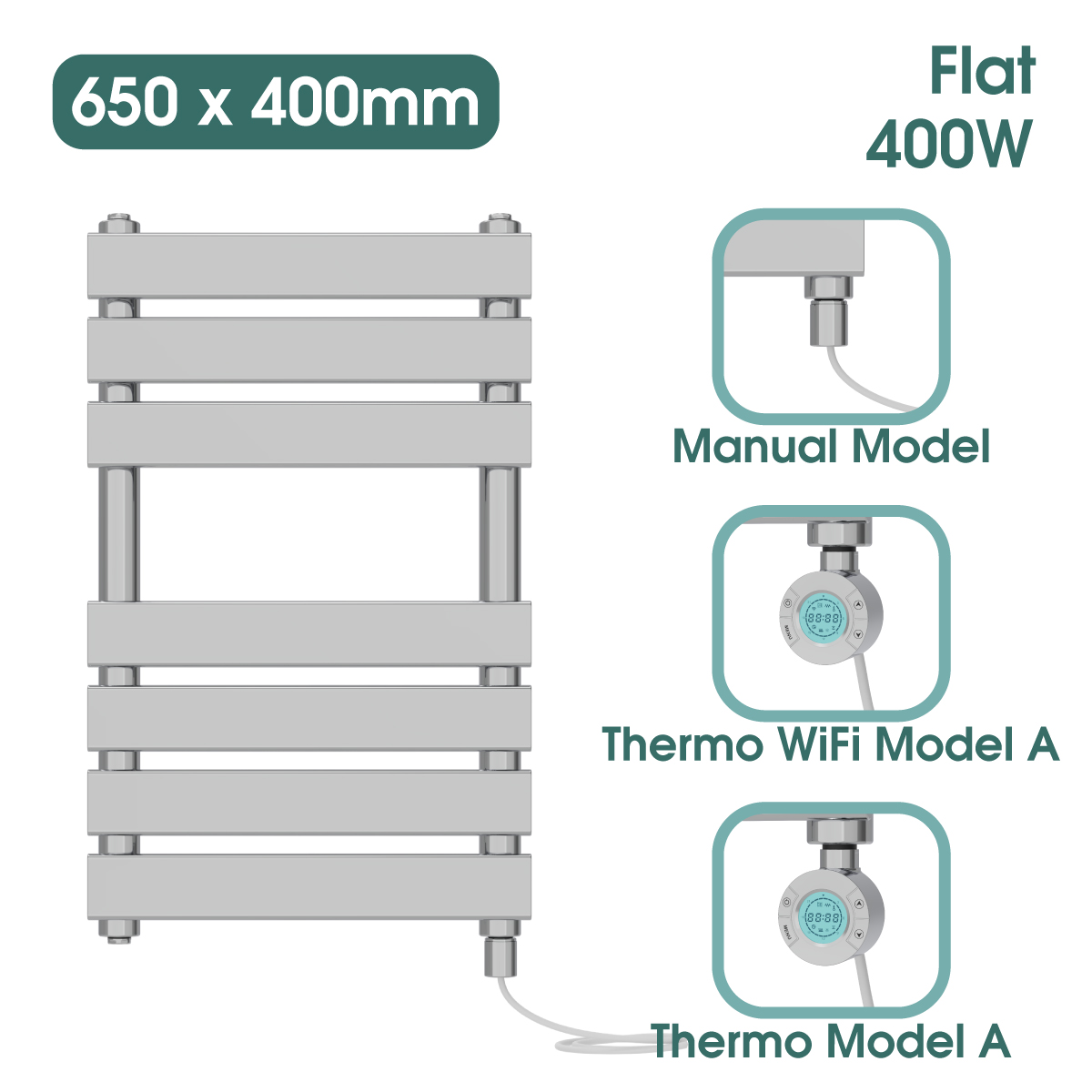 Chrome Prefilled Bathroom Electric Warmer Thermostatic Towel Rail Radiator - Picture 125 of 150