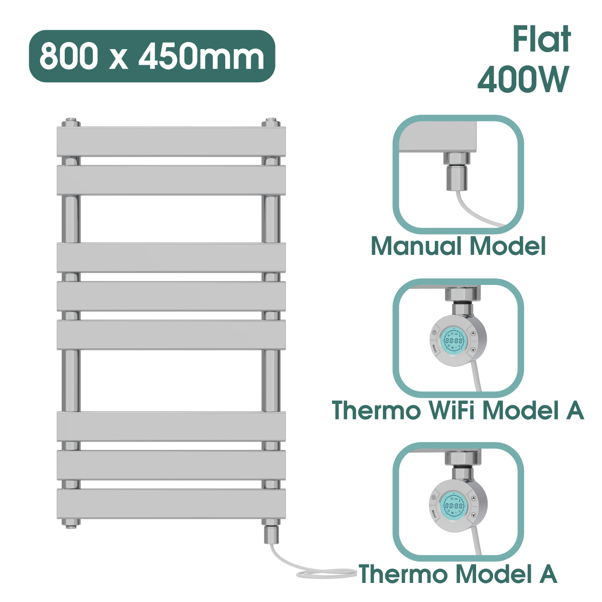 Chrome Prefilled Bathroom Electric Warmer Thermostatic Towel Rail Radiator - Picture 127 of 150