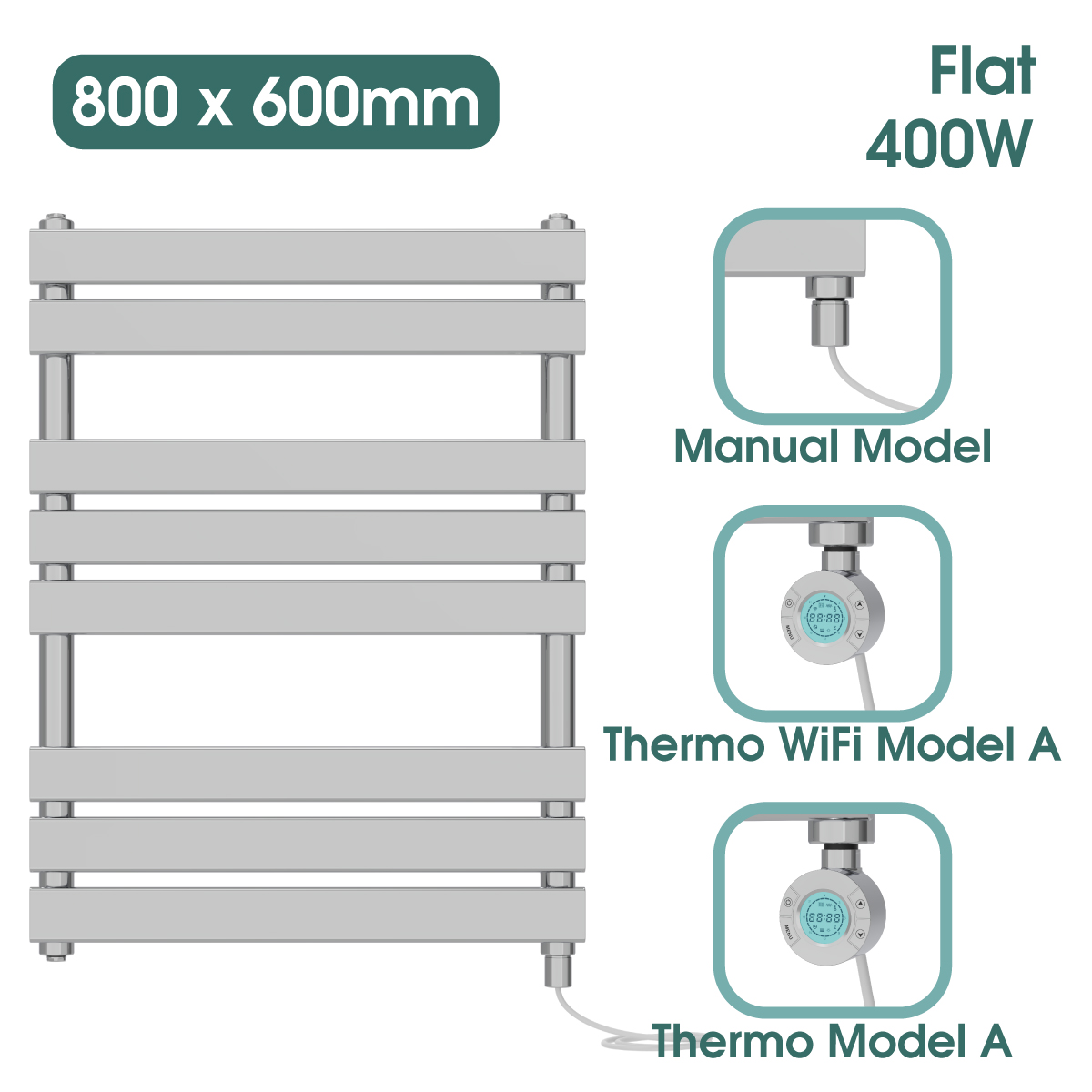 Chrome Prefilled Bathroom Electric Warmer Thermostatic Towel Rail Radiator - Picture 131 of 150
