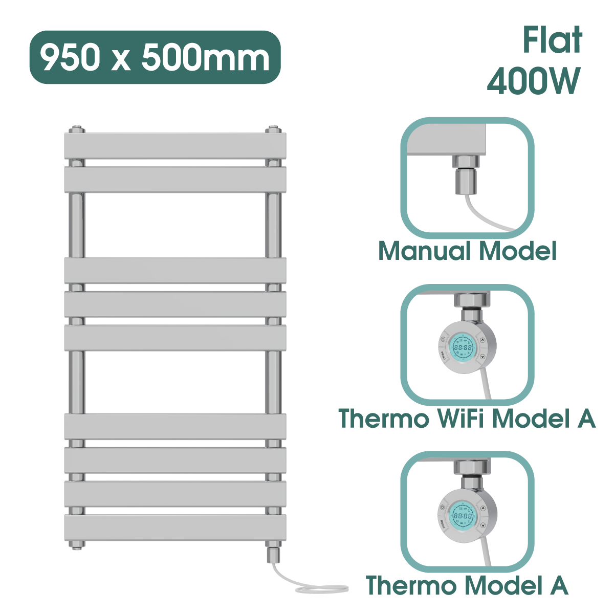 Chrome Prefilled Bathroom Electric Warmer Thermostatic Towel Rail Radiator - Picture 133 of 150