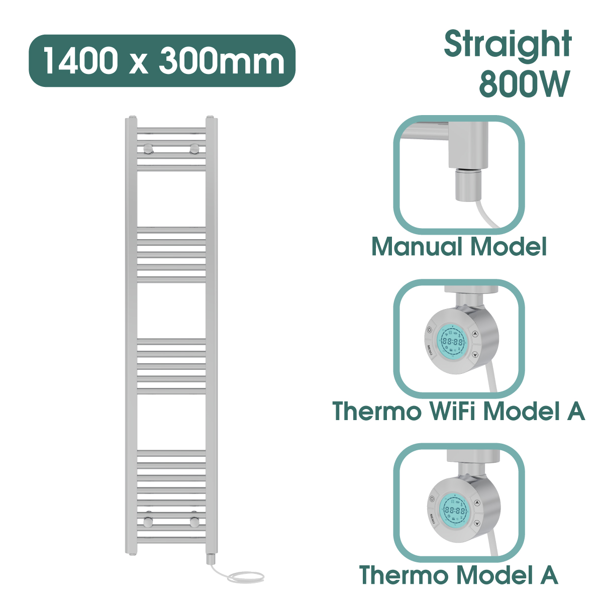 Chrome Prefilled Bathroom Electric Warmer Thermostatic Towel Rail Radiator - Picture 101 of 150