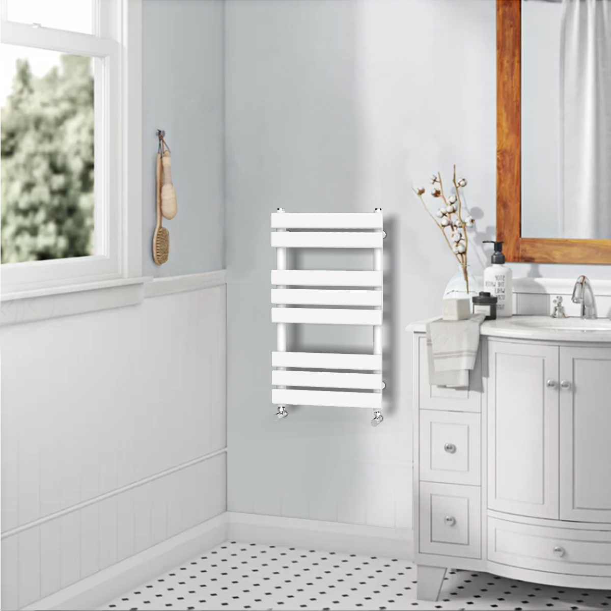 Designer Flat Panel Heated Bathroom Towel Rail Radiator Chrome White Grey Black