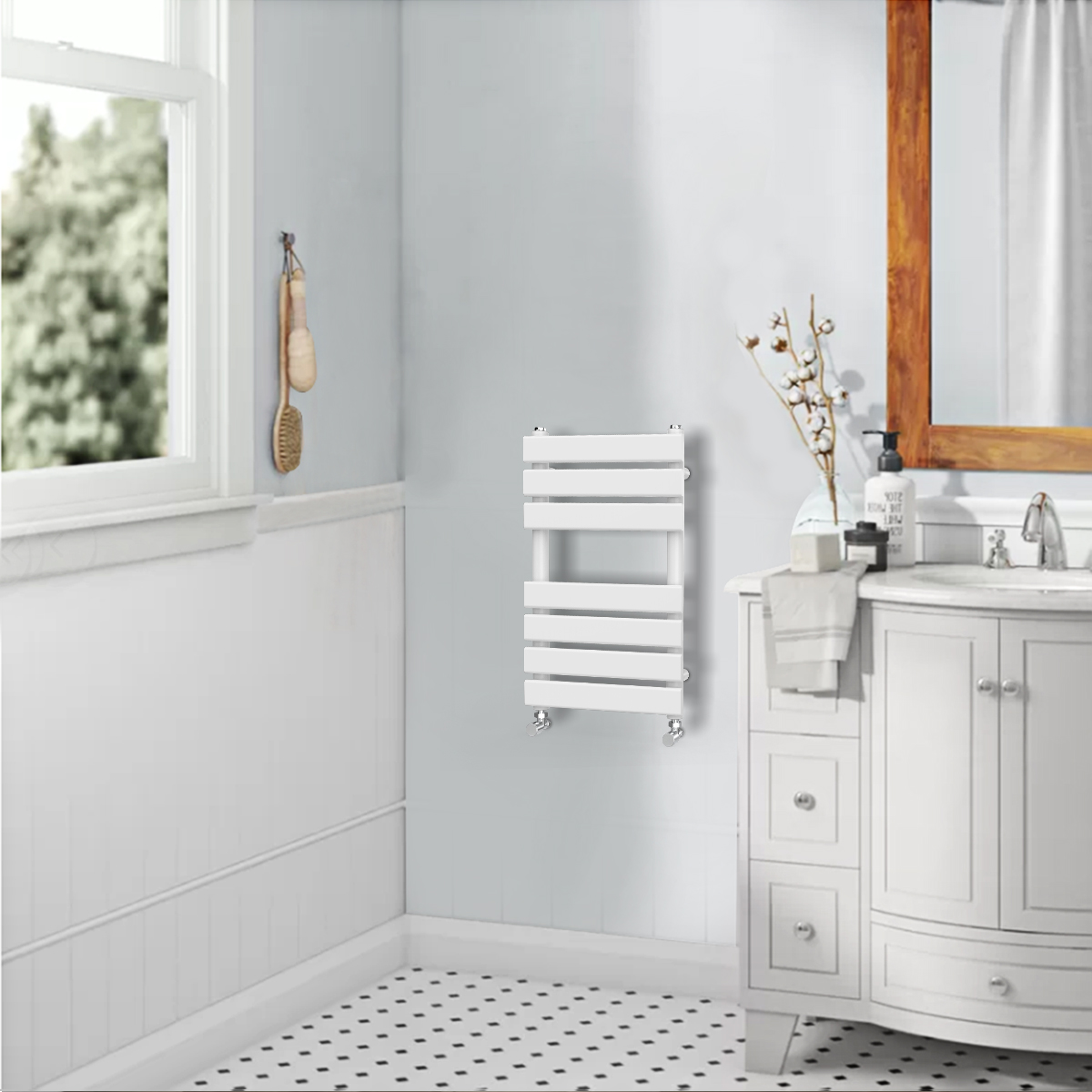 Designer Flat Panel Heated Bathroom Towel Rail Radiator Chrome White Grey Black