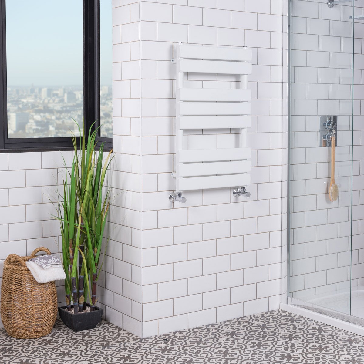 Designer Bathroom Flat Panel Heated Towel Rail Radiator Chrome White Grey Black