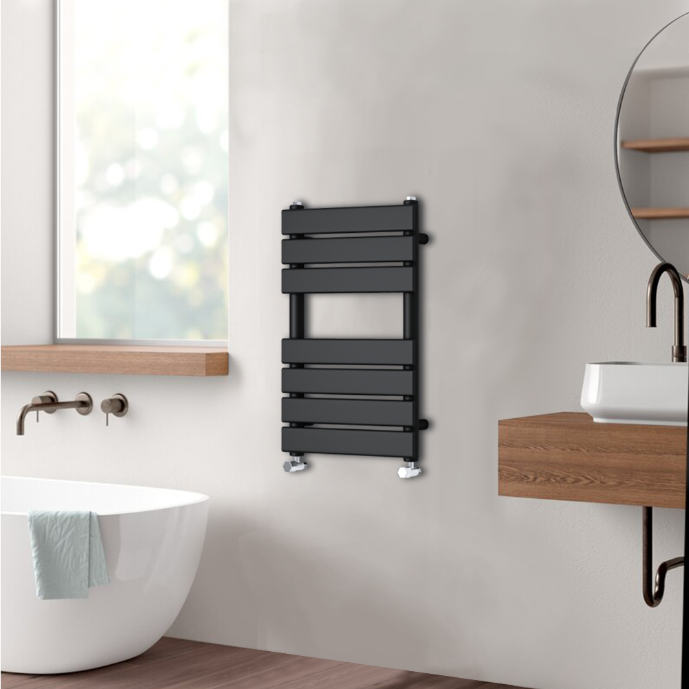 Designer Flat Panel Heated Bathroom Towel Rail Radiator Chrome White Grey Black