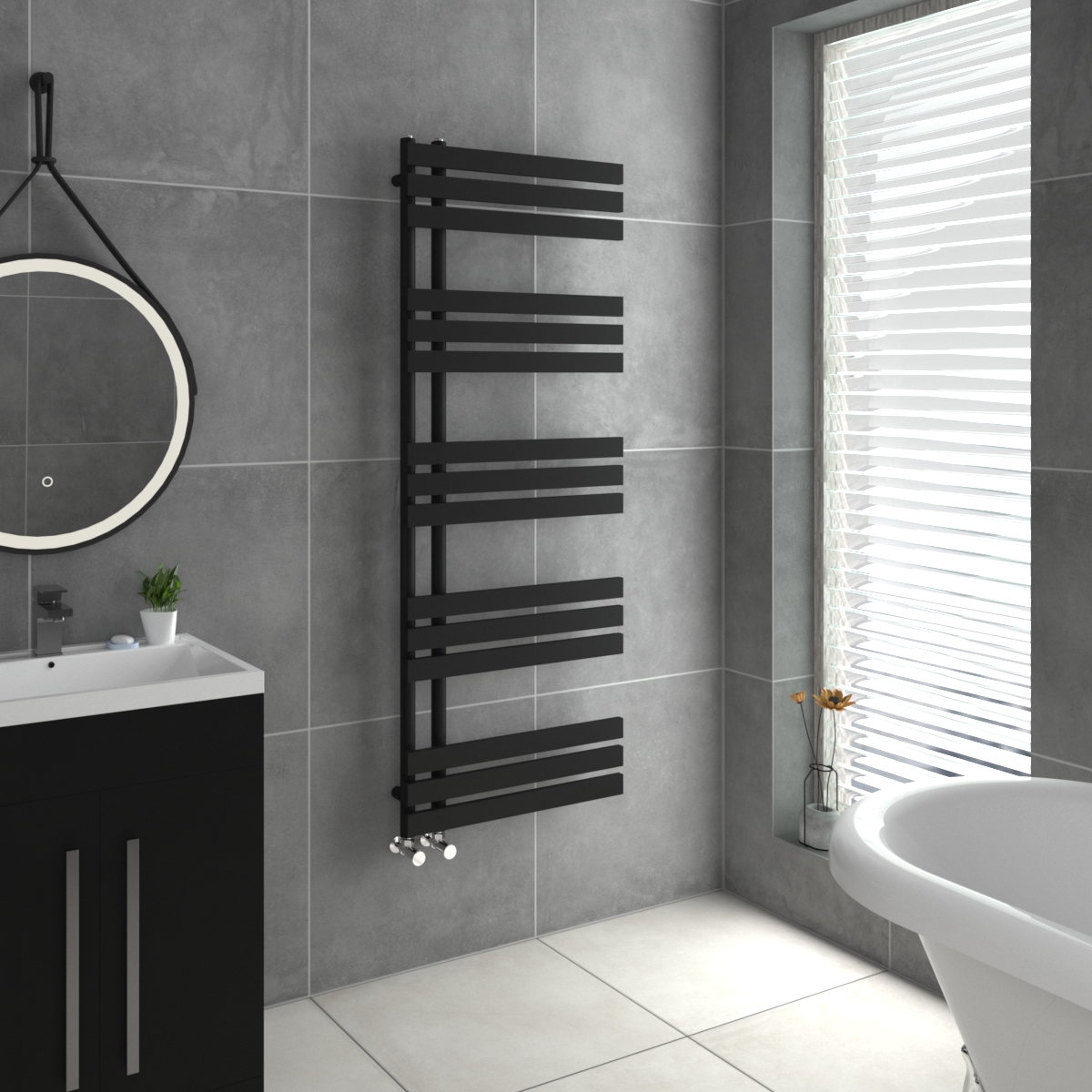 Designer Flat Style Towel Radiators Modern Bathroom Heated Towel Rail - All Size