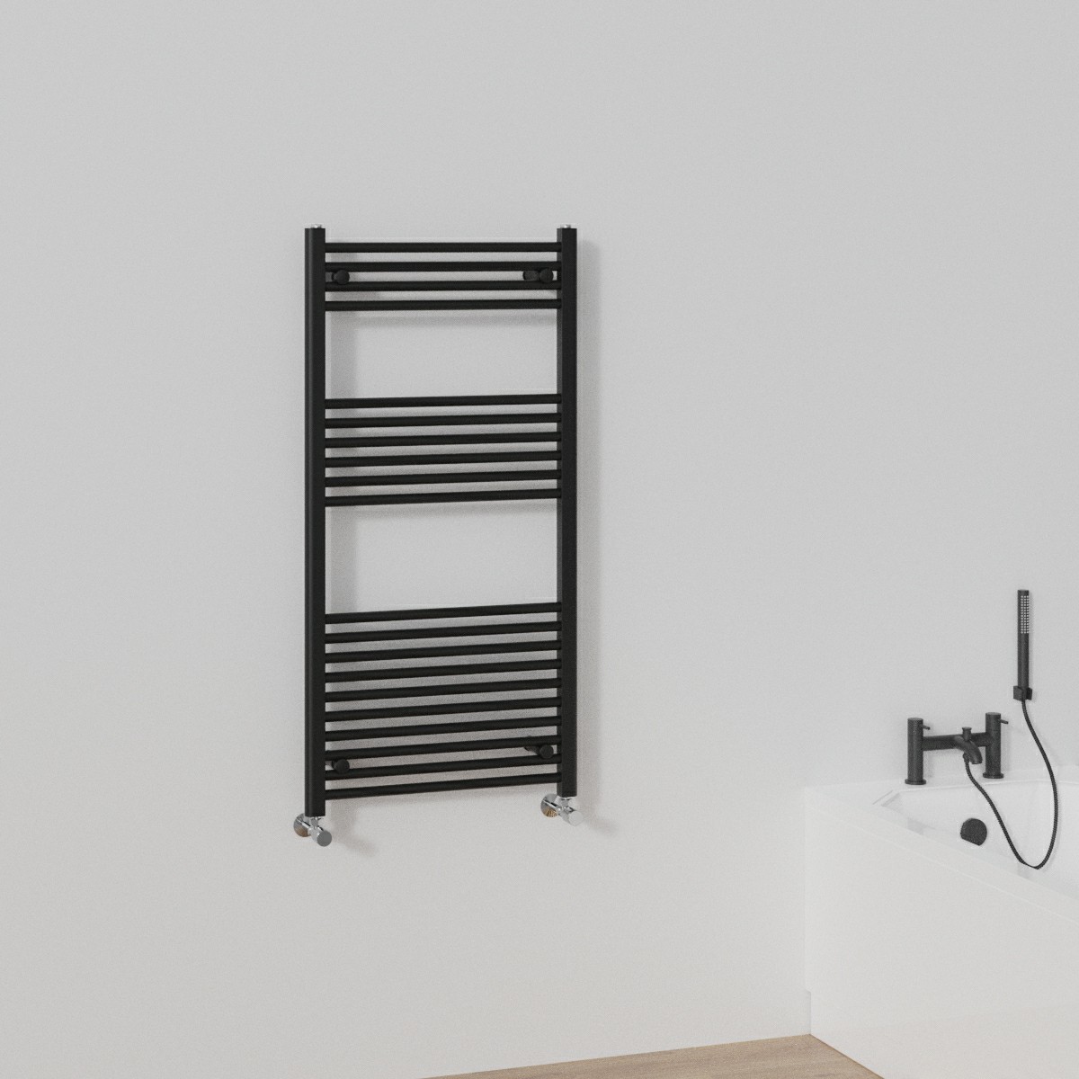 Designer Radiator Flat Panel Oval Column Central Heating Towel Rail Black Finish