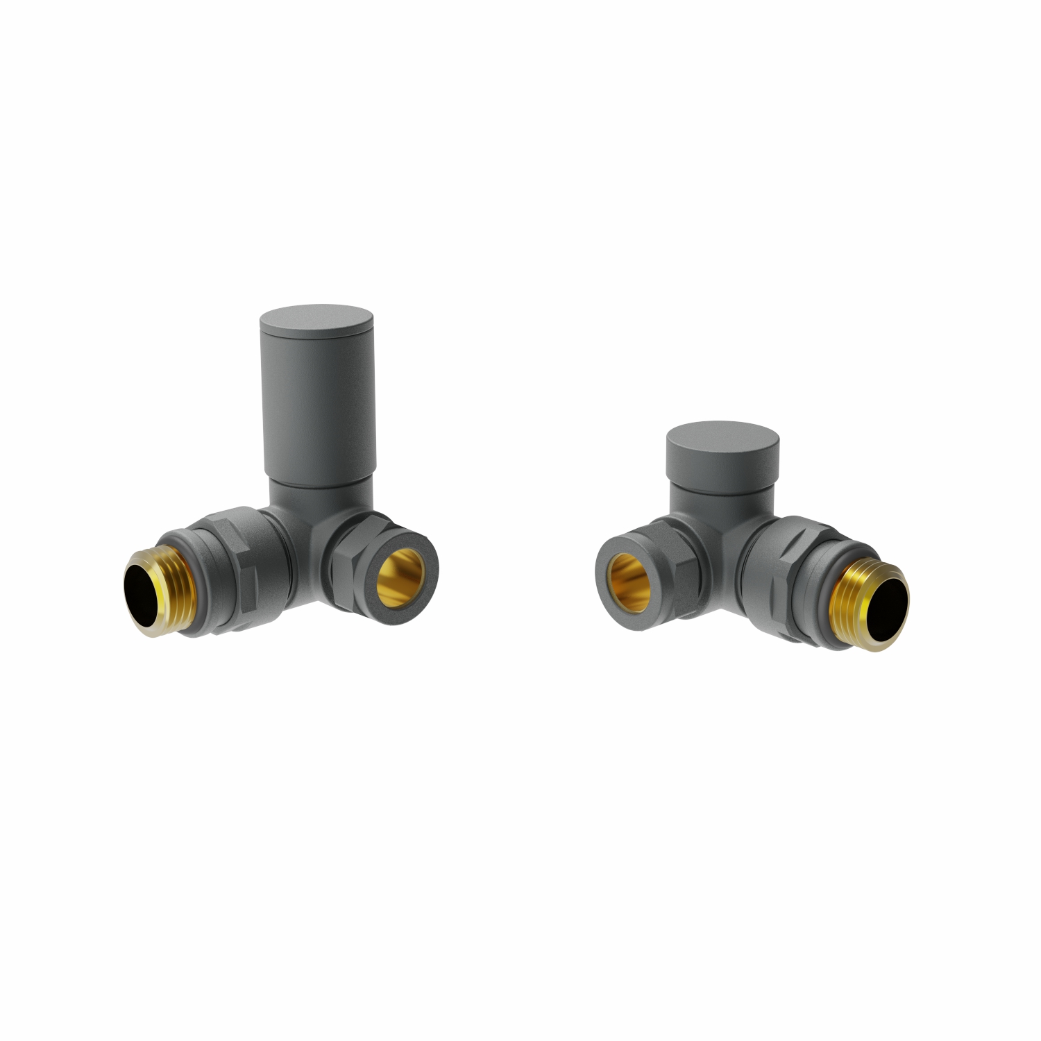 Round Head 1/2"x15mm Manual Radiator Valves Brass Corner Valves Twin Pack
